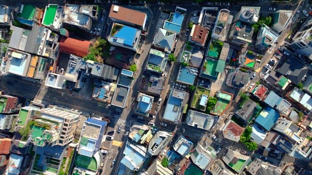 Panoramic view of city park with green space