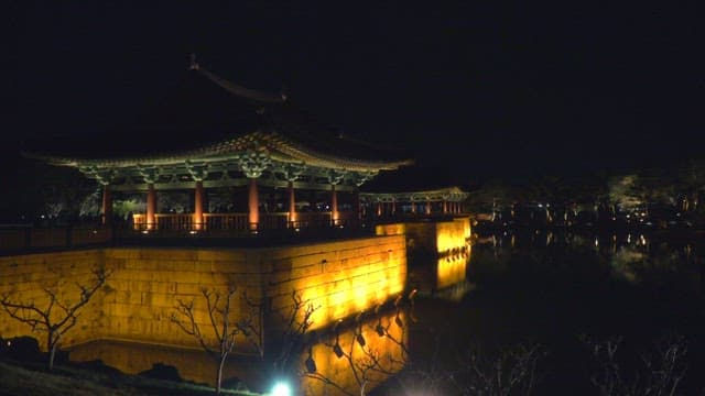 Donggung Palace and Wolji Ponds, historic site of Korea illuminated at night