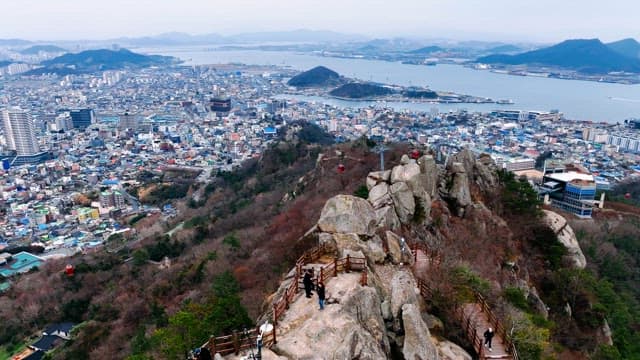 Scenic view from a mountain overlooking a city