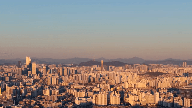 Cityscape with sunset