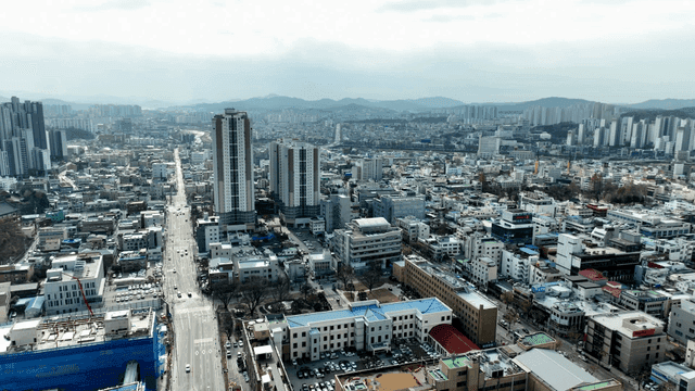 City view with high-rise buildings