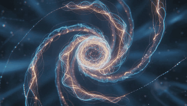 Swirling pattern of glowing lines