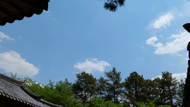 구름이 흘러가는 한낮의 하늘