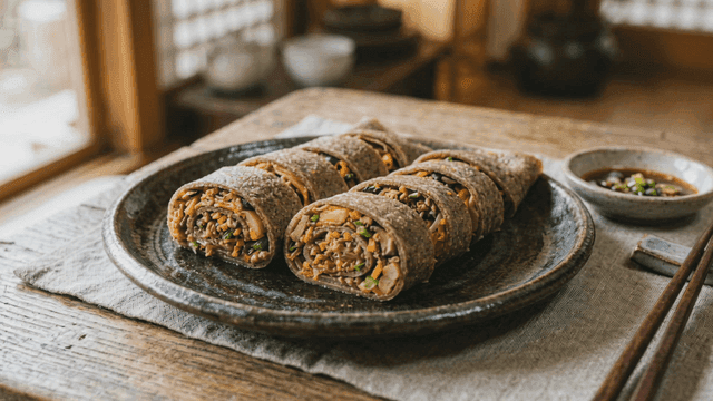 Buckwheat pancakes on simple table