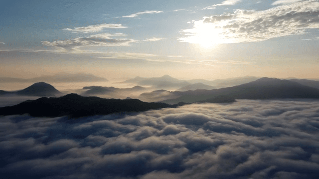 Mountains covered in morning mist