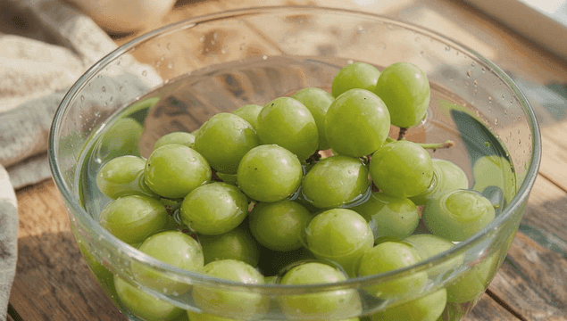 Shinemuscat in glass bowl