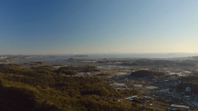 Vast landscape of rural scenery bordering the coast