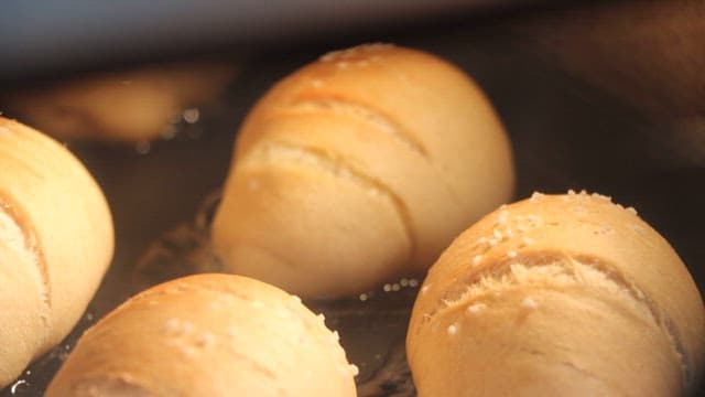 Salted butter rolls baking in the oven