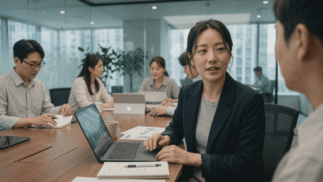 Colleagues in meeting at Hyundai office