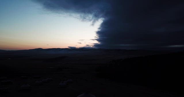 Dawn over a mountainous landscape