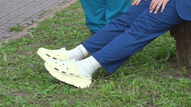 People sitting and relaxing on park bench in grass