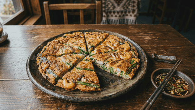 Crispy seafood pancake
