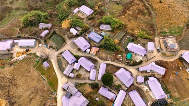 Rural village with surrounding farmland