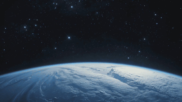 우주에서 본 지구와 별들