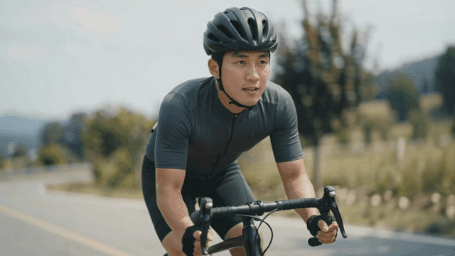 Cyclist riding on a scenic road