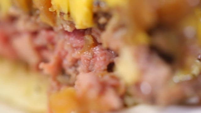 Close-up of a juicy hamburger patty