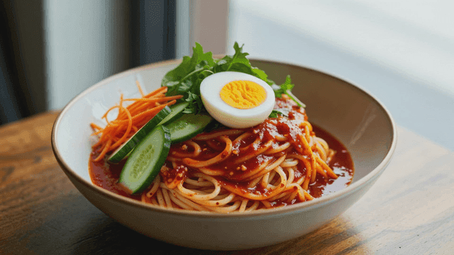Spicy mixed noodles with vegetables