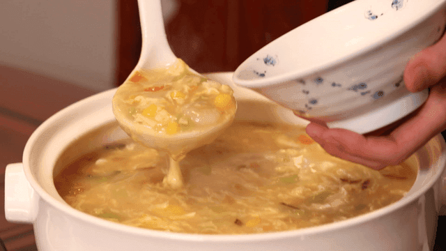 Handmade noodle soup served in bowl