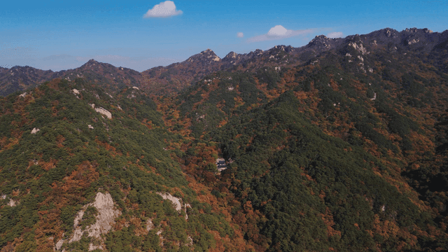 Mountain range with autumn foliage