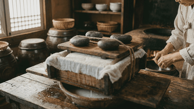 Tofu made in traditional Korean kitchen