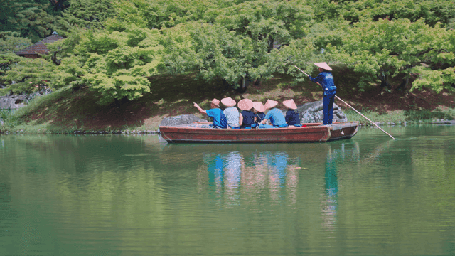 Serene boat ride on a tranquil lake