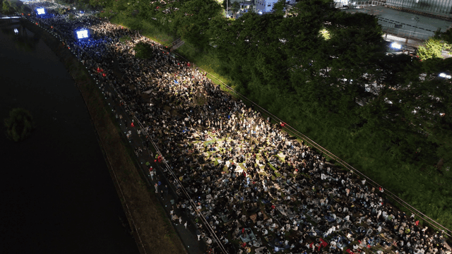 Night festival by the riverside