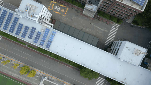 Rooftop of building with solar panels