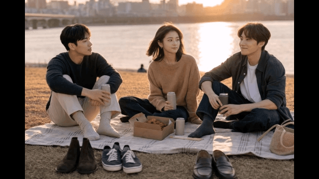 Friends enjoying a picnic by the river