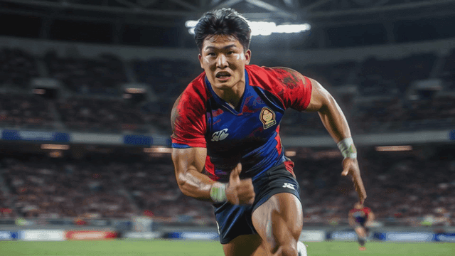 Soccer player sprinting on soccer field