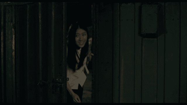 School girl follows elderly woman into the door