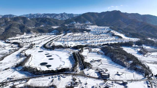 Snow-covered Landscape with Mountains and Trees