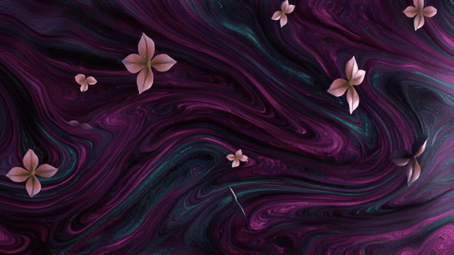 Flowing abstract patterns with flowers