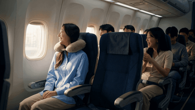 Passengers enjoying a flight with smiles