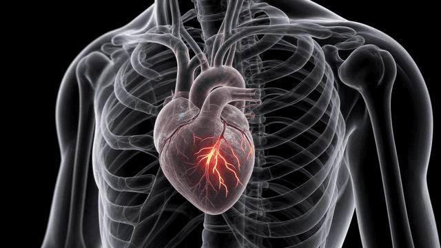 Transparent view of a human heart beating