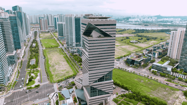 Modern cityscape with tall skyscrapers