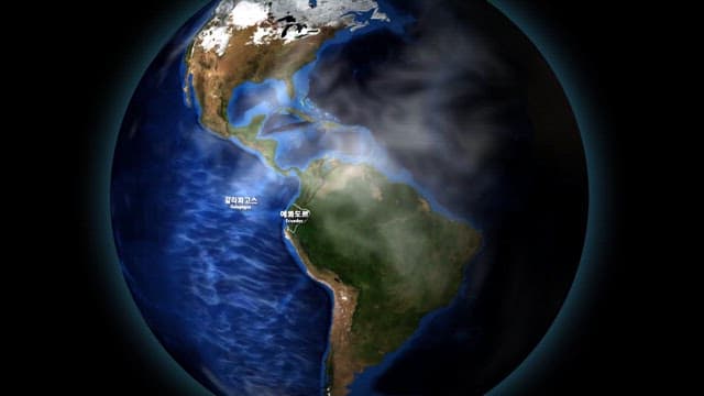 갈라파고스 제도를 중심으로 한 지구 애니메이션