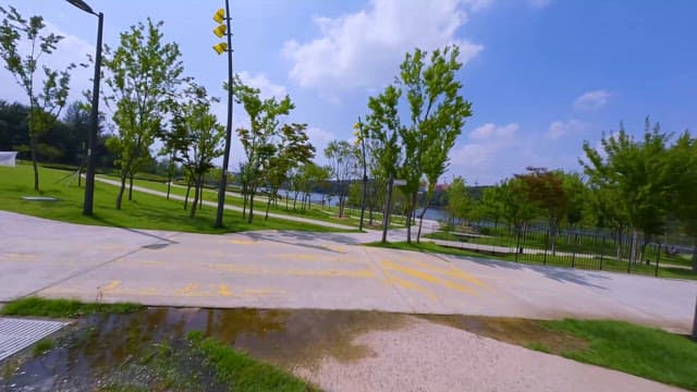 맑은 날의 한적한 도시 공원