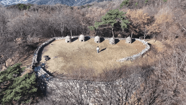 Joseon Dynasty stone beacon tower in forest