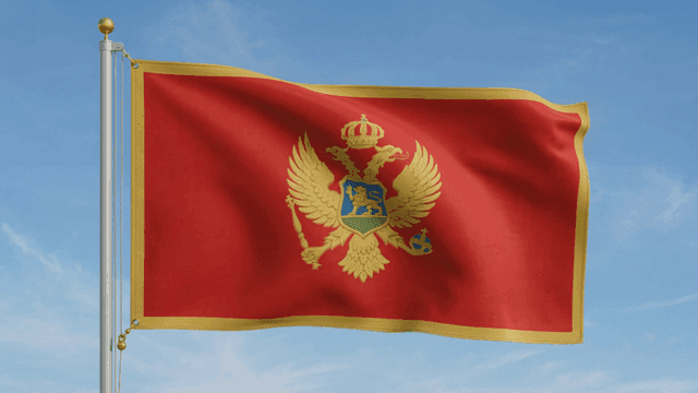 Red Montenegrin flag with gold coat of arms