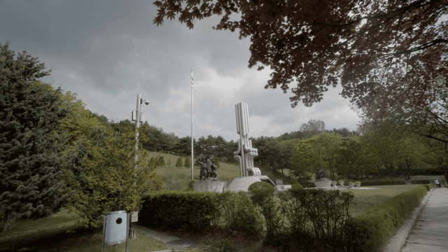 Park with monuments and trees