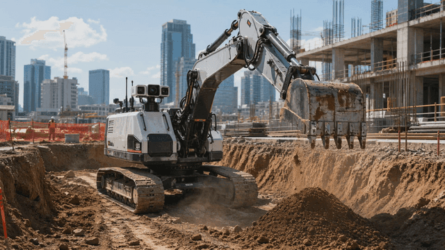 Excavator working at a construction site