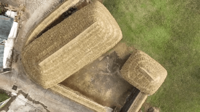 전통 한국 초가집의 항공 뷰