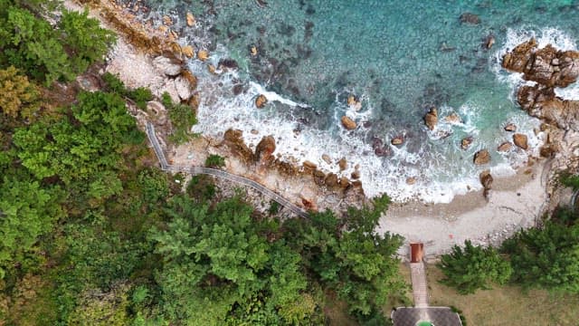 Rocky coastline with clear blue water