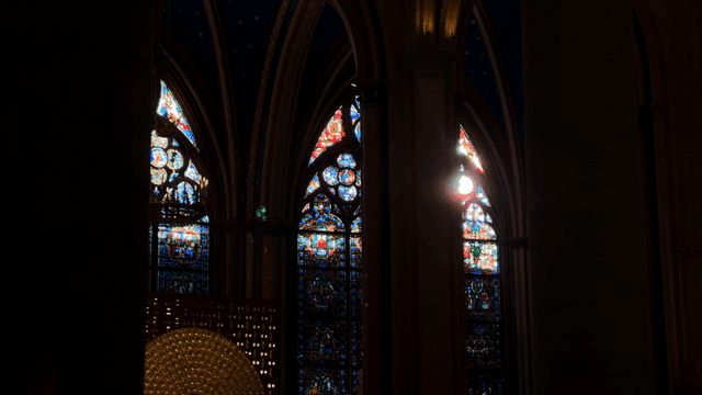 Stained glass windows in a cathedral