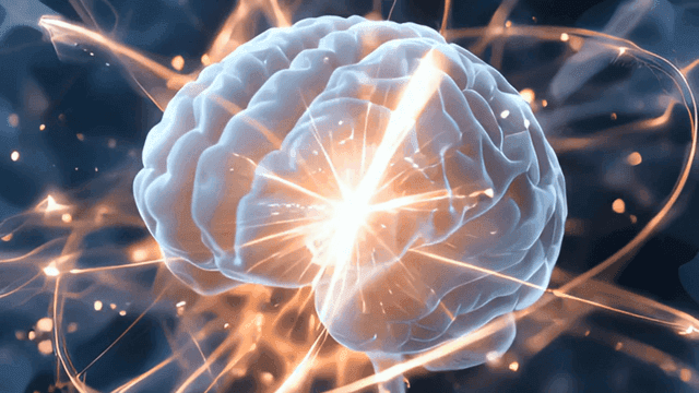 신경 연결이 있는 빛나는 뇌