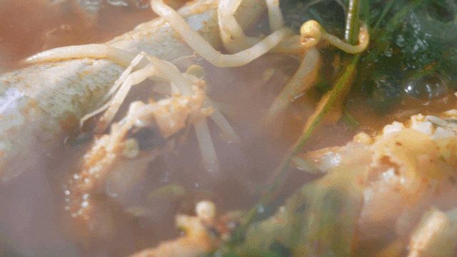 Pollack stew boiling with vegetables