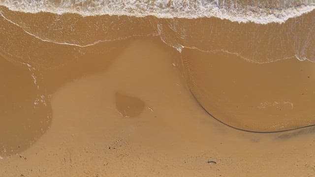 모래 해안과 파도치는 바다