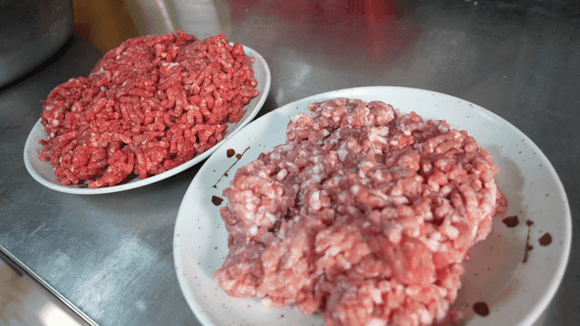 Minced beef and pork on plate