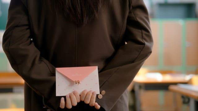 Student secretly putting letters in locker