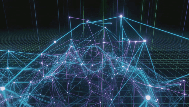 Digital network with glowing connections